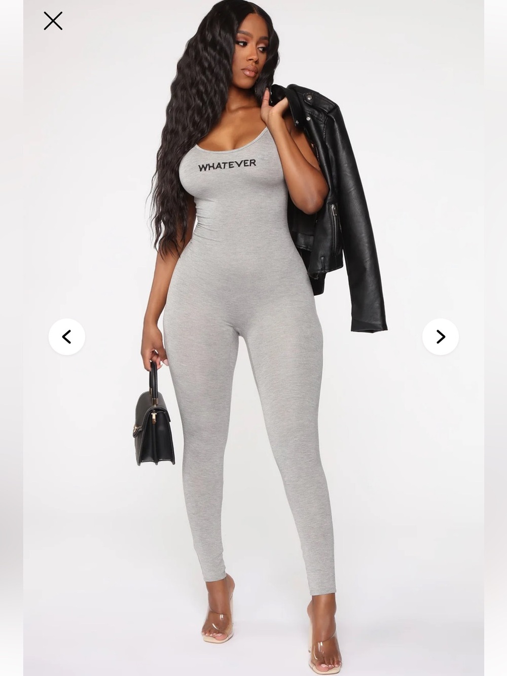 Fashion Nova Grey 'WHATEVER' Ribbed Scoop-Neck Jumpsuit-NWT. Retail 26.99